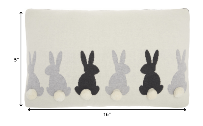 Long Ivory Bunny Rabbit Lumbar Pillow