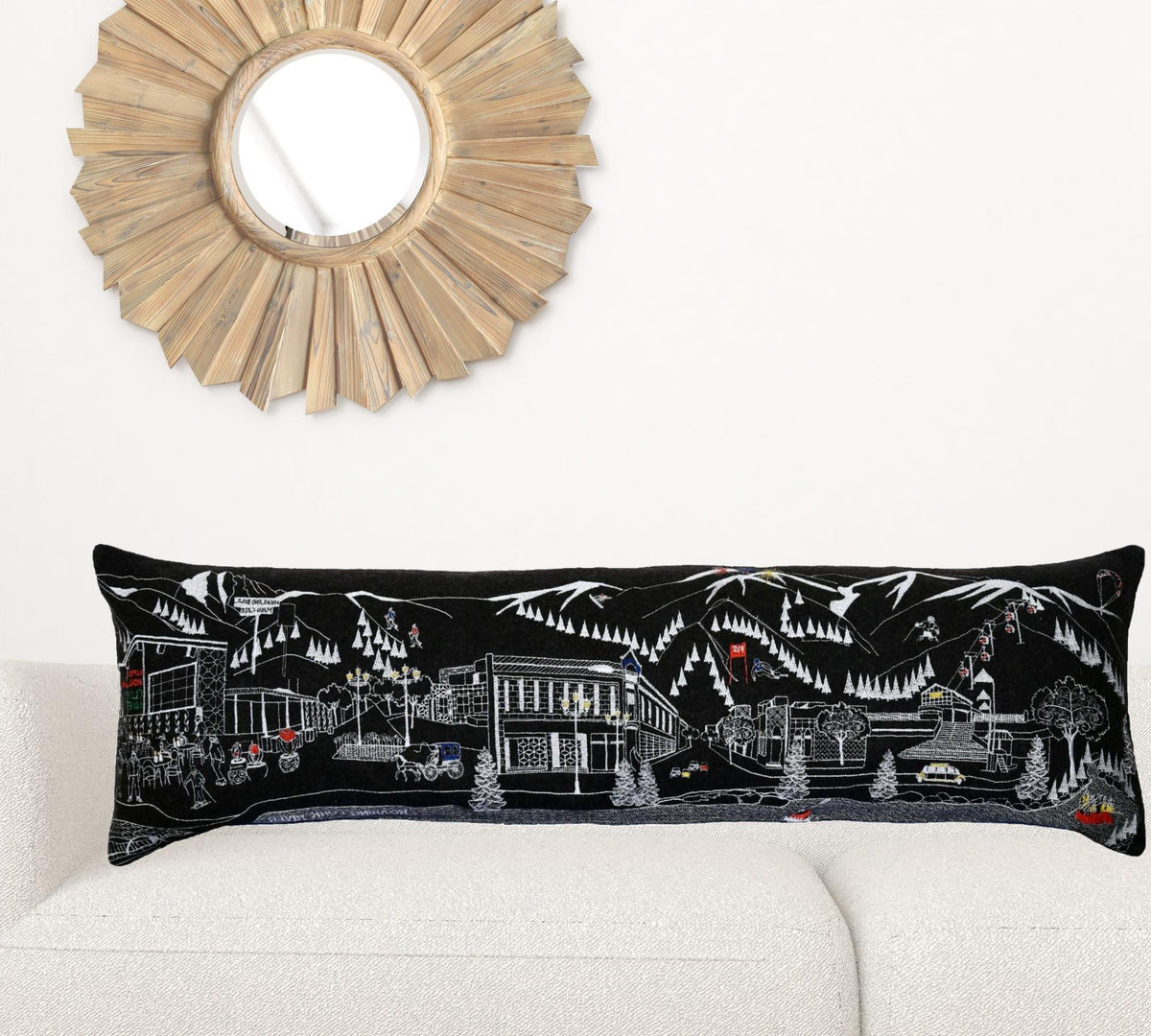 45" Black Aspen Nighttime Skyline Lumbar Decorative Pillow