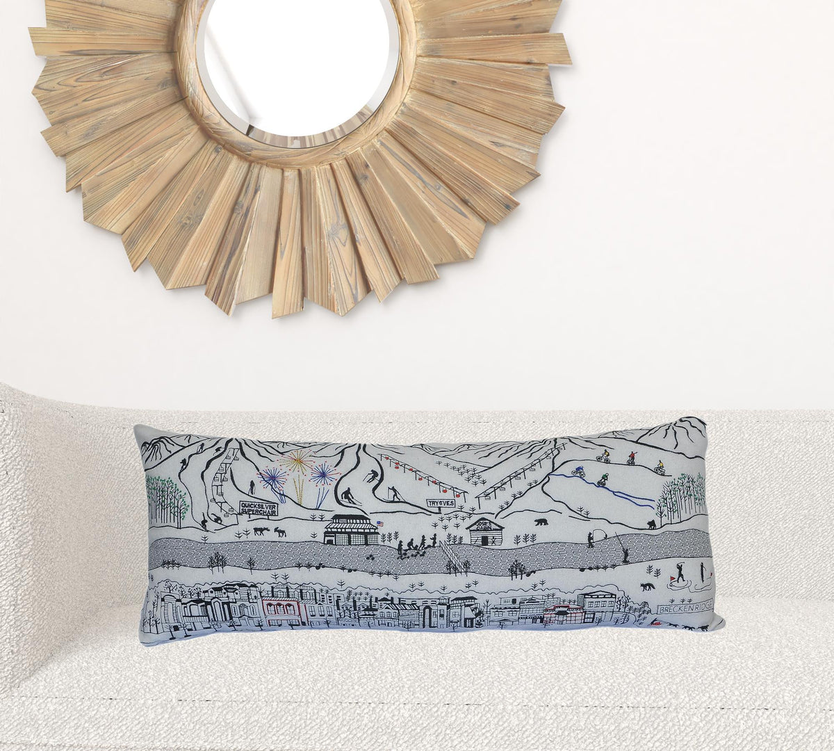 35" White Breckenridge Daylight Skyline Lumbar Decorative Pillow