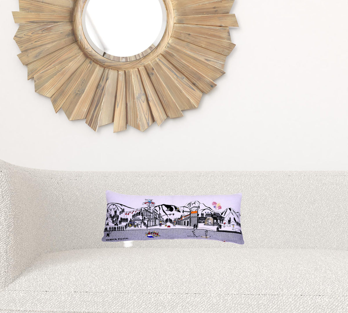 35" White Jackson Daylight Skyline Lumbar Decorative Pillow