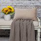 Taupe Pom Pom Lumbar Throw Pillow