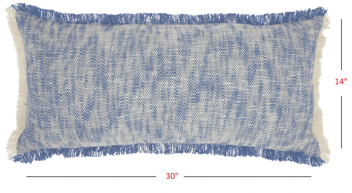 Blue and White Woven Heathered Lumbar Throw Pillow