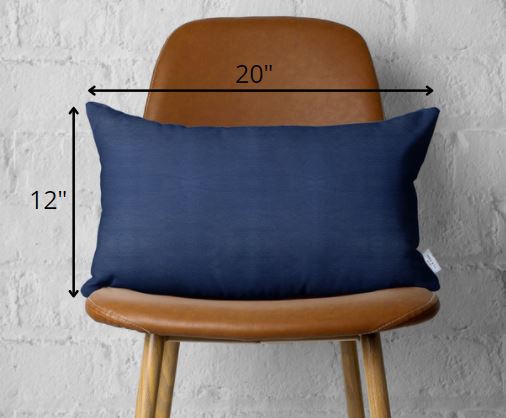 Navy Blue Solid Faux Leather Lumbar Throw Pillow