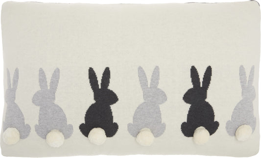 Long Ivory Bunny Rabbit Lumbar Pillow