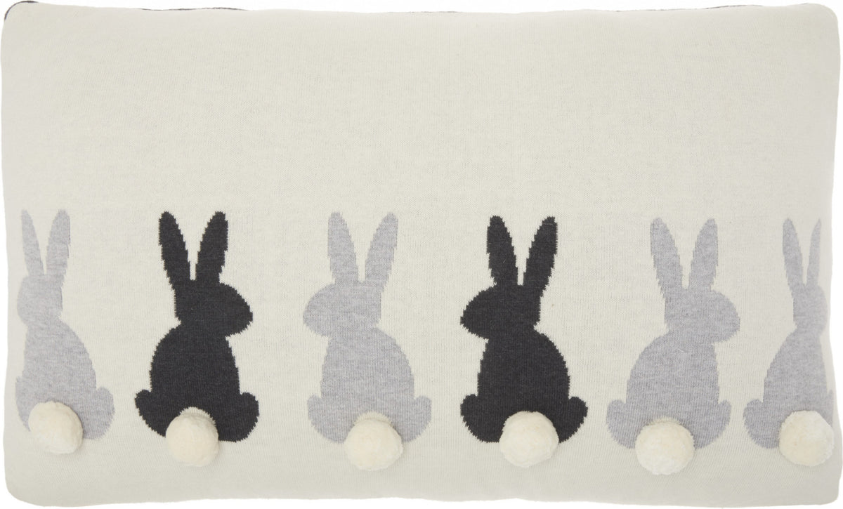 Long Ivory Bunny Rabbit Lumbar Pillow