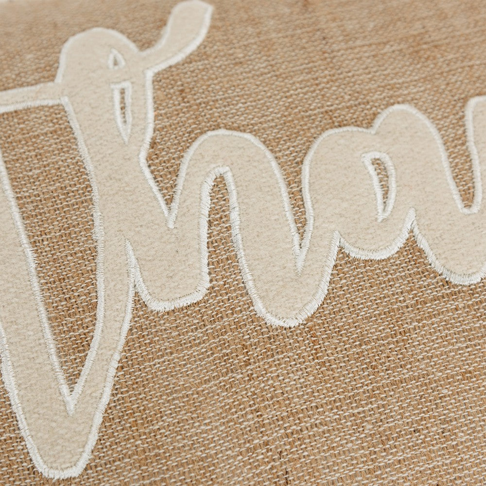 Thankful Cream and Burlap Decorative Lumbar Throw Pillow