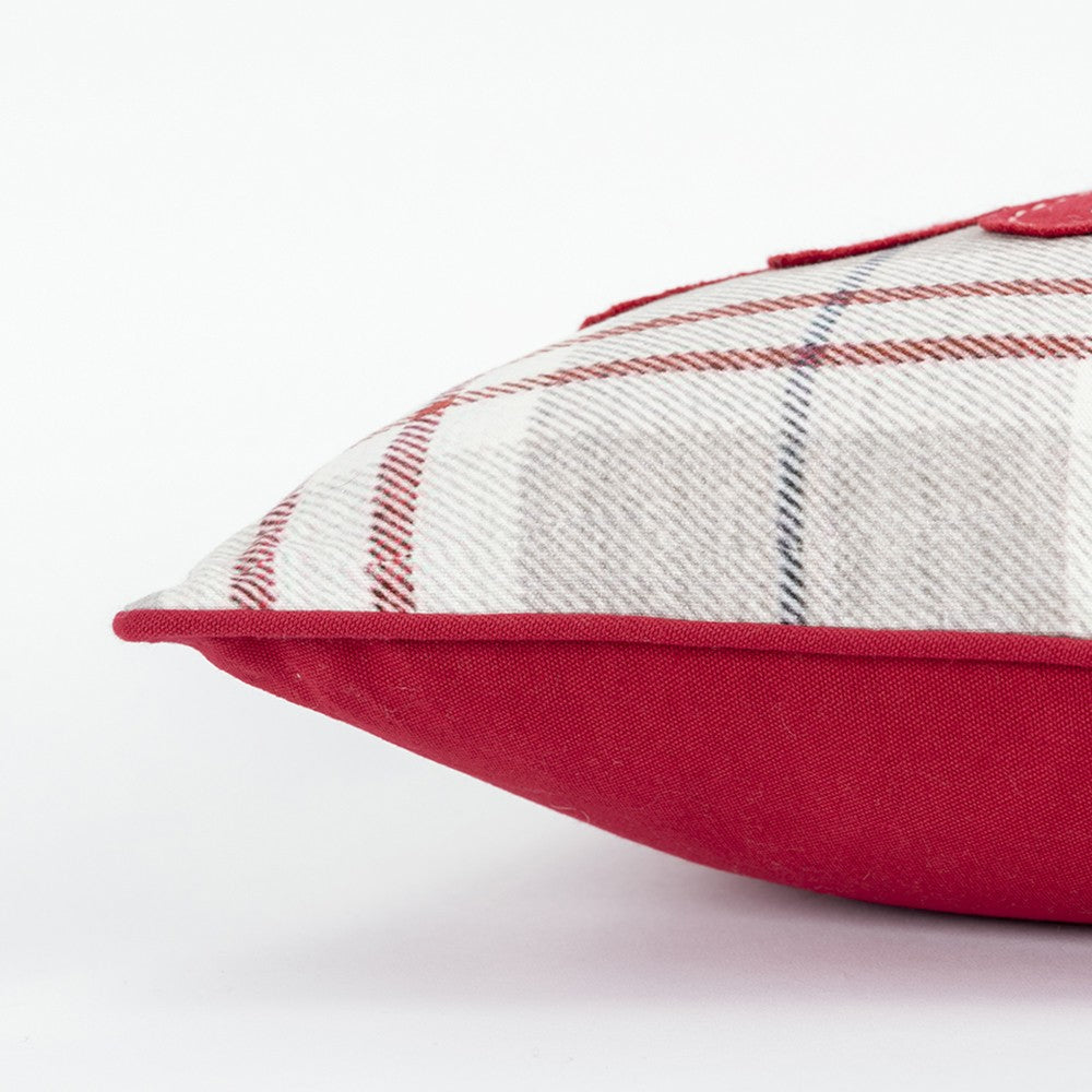 Red and Gray Christmas Plaid Lumbar Throw Pillow
