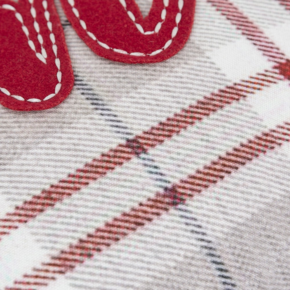 Red and Gray Christmas Plaid Lumbar Throw Pillow