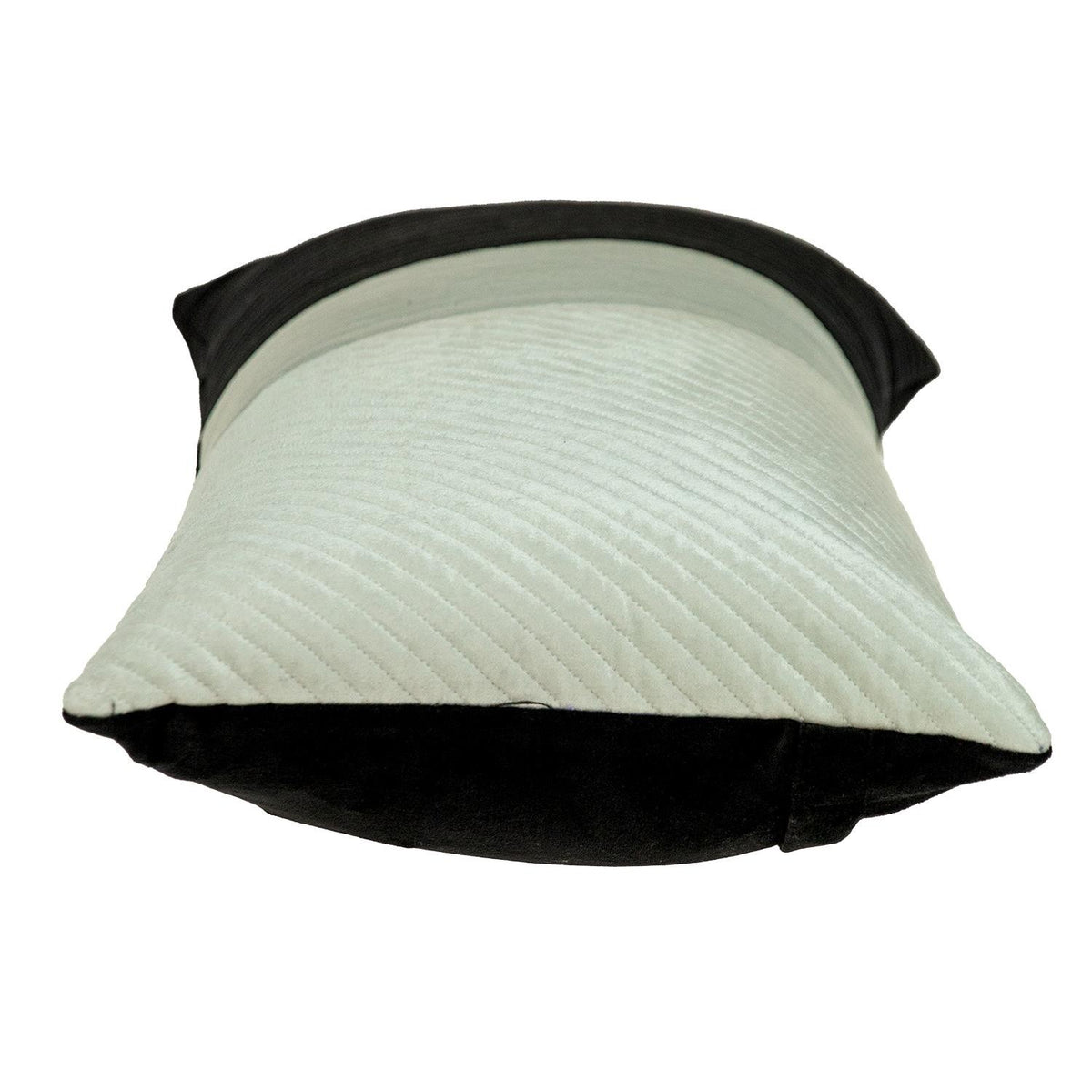 Black and White Quilted Color Block Velvet Lumbar Throw Pillow