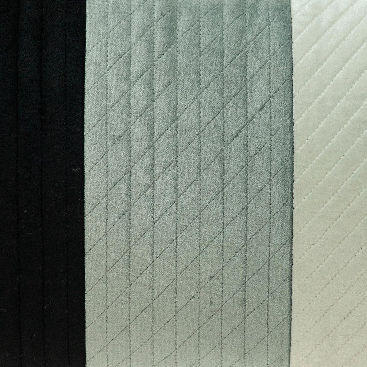 Black and White Quilted Color Block Velvet Lumbar Throw Pillow