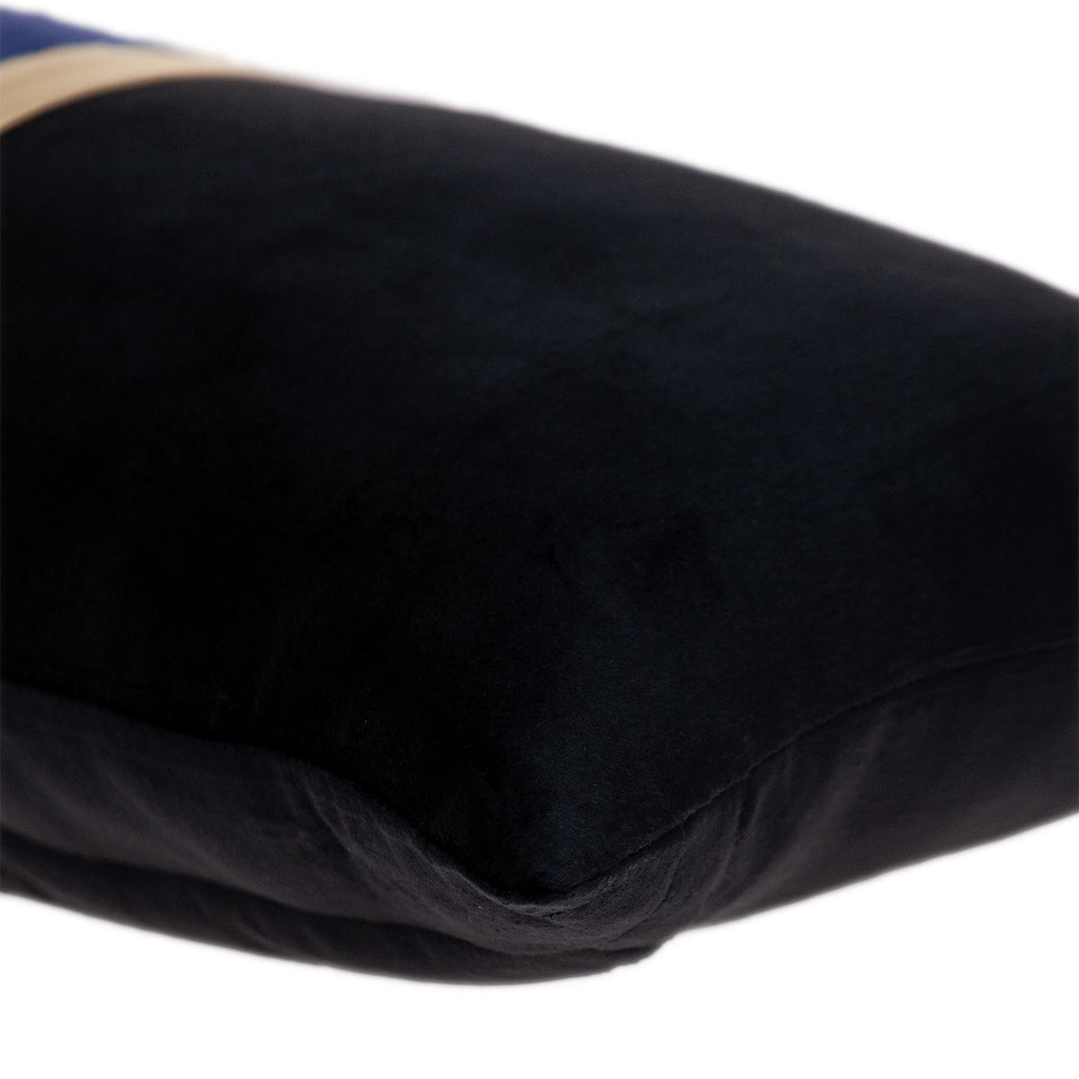 Black Gold and Blue Tufted Velvet Lumbar Pillow