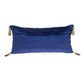 Blue and Gold Geo Velvet Lumbar Pillow with Gold Tassels