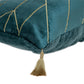 Teal and Gold Geo Velvet Lumbar Pillow with Gold Tassels
