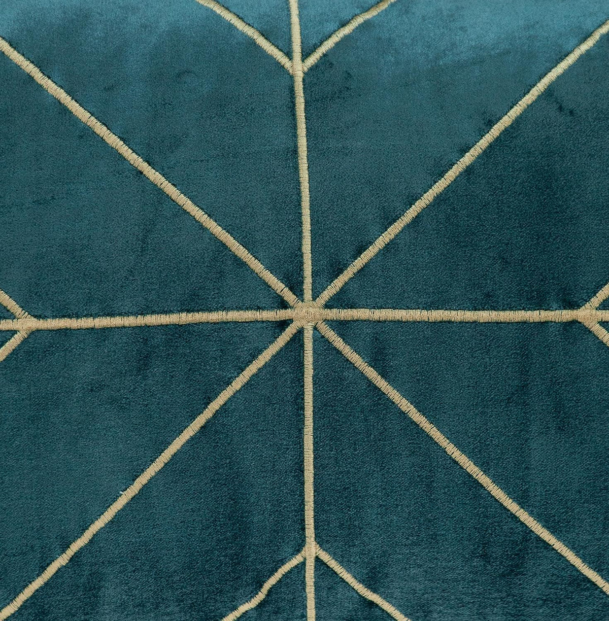 Teal and Gold Geo Velvet Lumbar Pillow with Gold Tassels