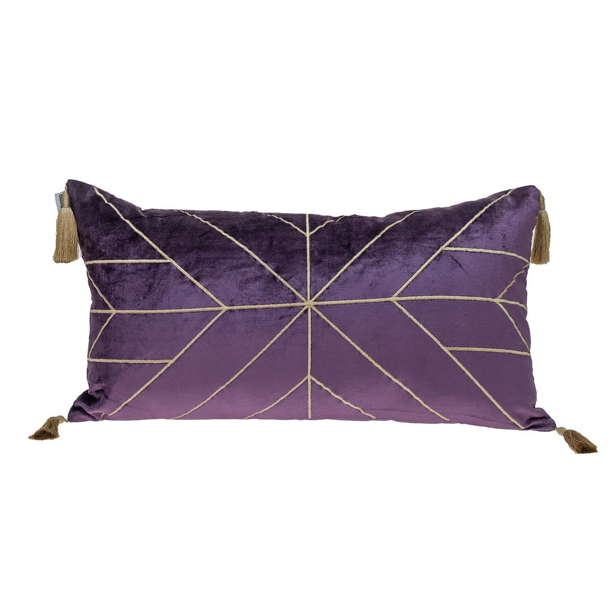 Black Gold and Blue Tufted Velvet Lumbar Pillow