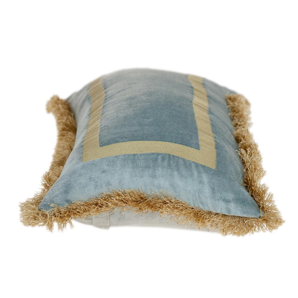 Boho Gray with Gold Fringe Decorative Lumbar Throw Pillow