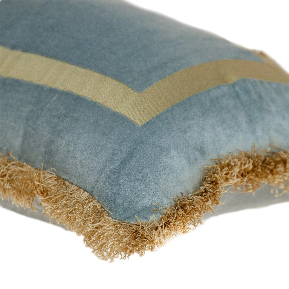 Boho Gray with Gold Fringe Decorative Lumbar Throw Pillow