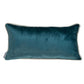 Reversible Gray and Teal Lumbar Velvet Throw Pillow