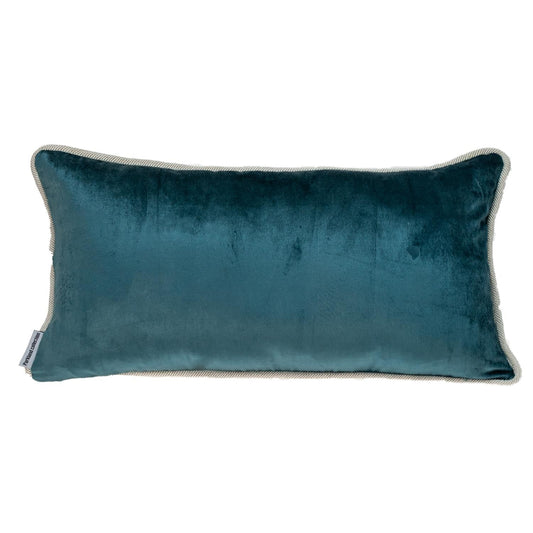 Reversible Gray and Teal Lumbar Velvet Throw Pillow