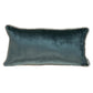 Reversible Gray and Teal Lumbar Velvet Throw Pillow
