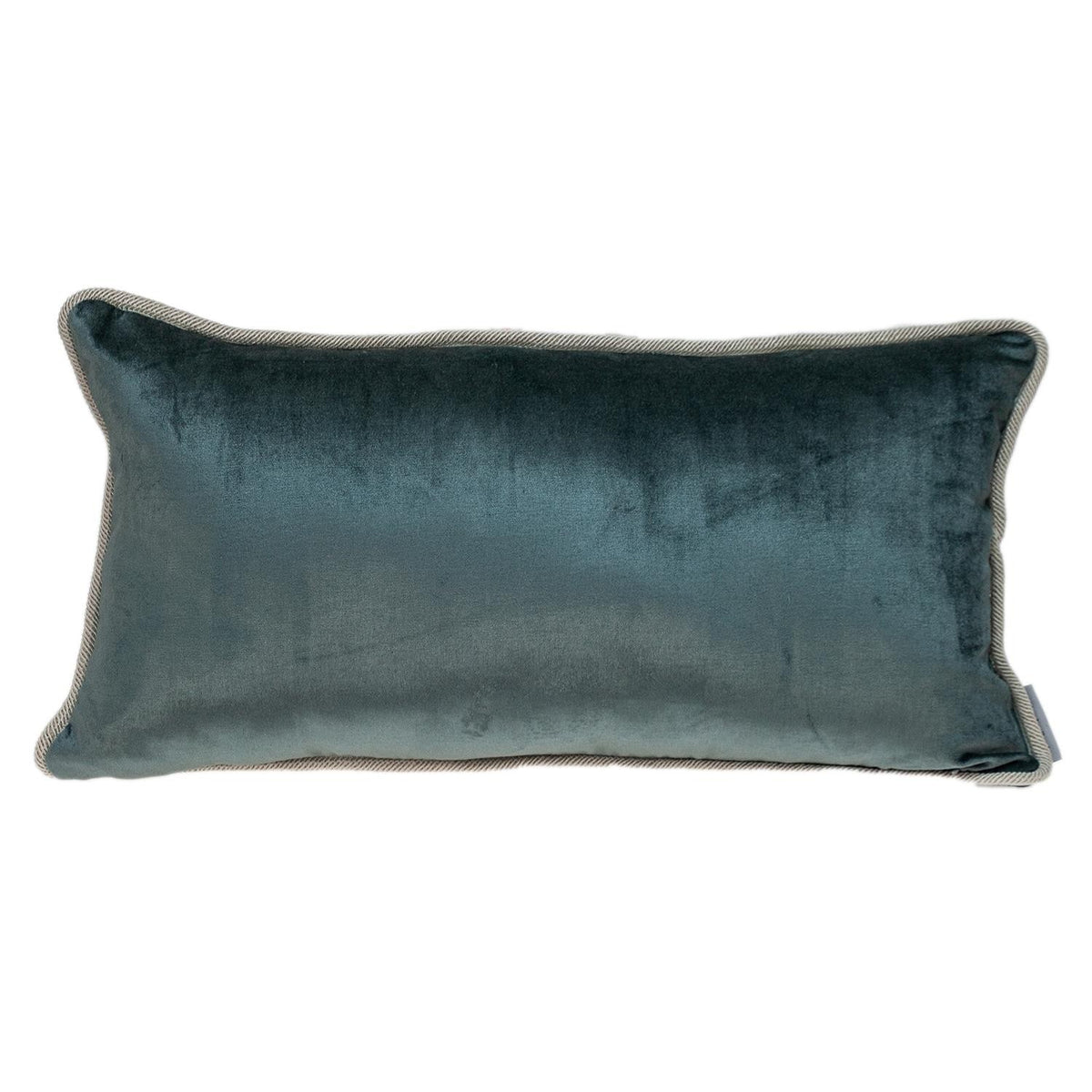 Reversible Gray and Teal Lumbar Velvet Throw Pillow