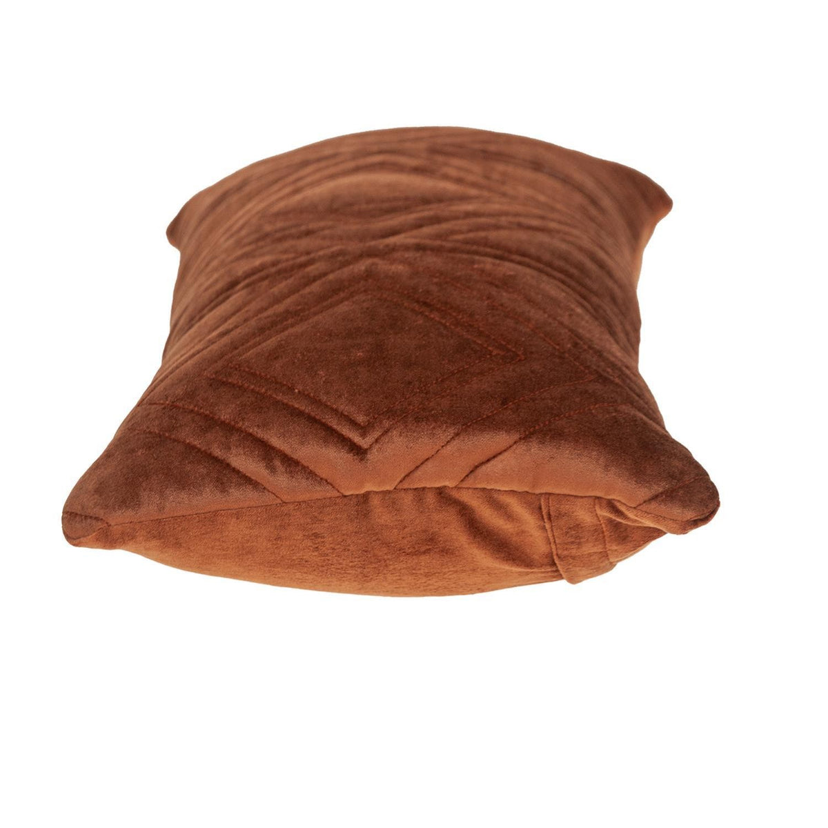 Burnt Orange Quilted Diamonds Velvet Lumbar Pillow