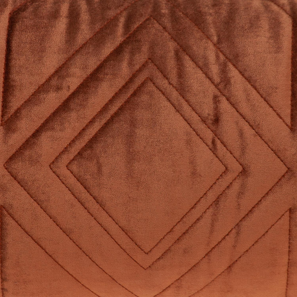 Burnt Orange Quilted Diamonds Velvet Lumbar Pillow