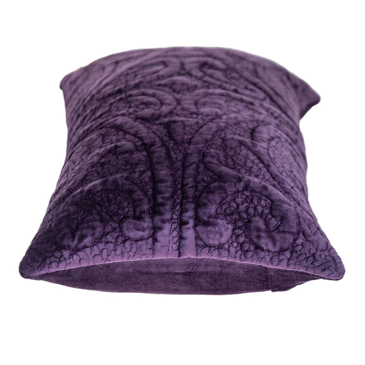 Purple Quilted Velvet Lumbar Throw Pillow
