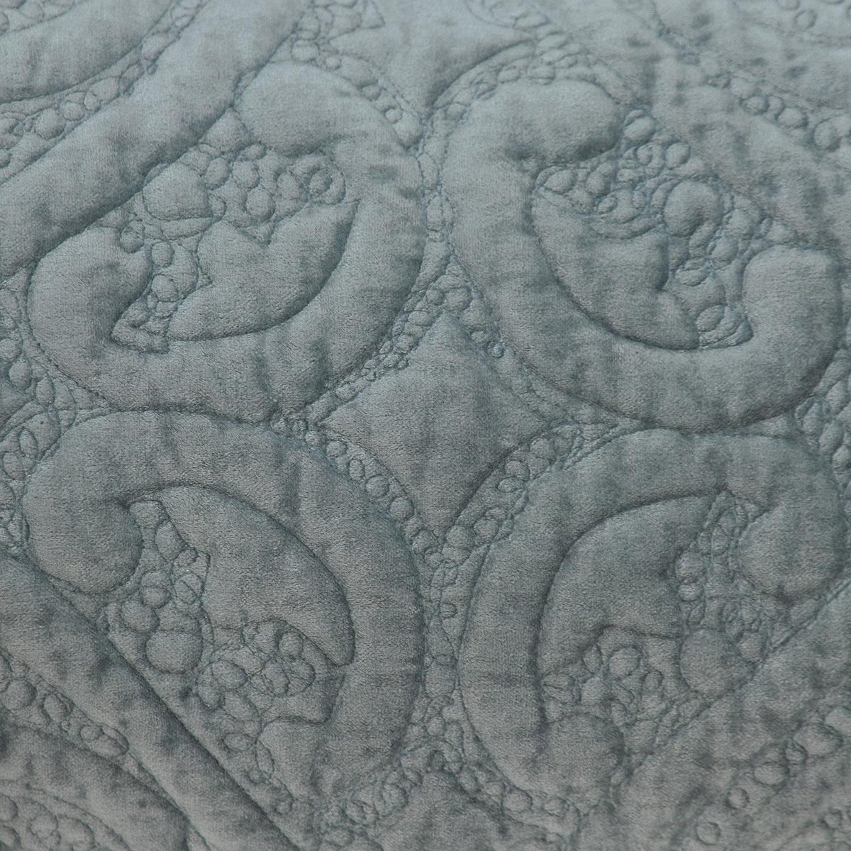 Gray Quilted Velvet Lumbar Throw Pillow