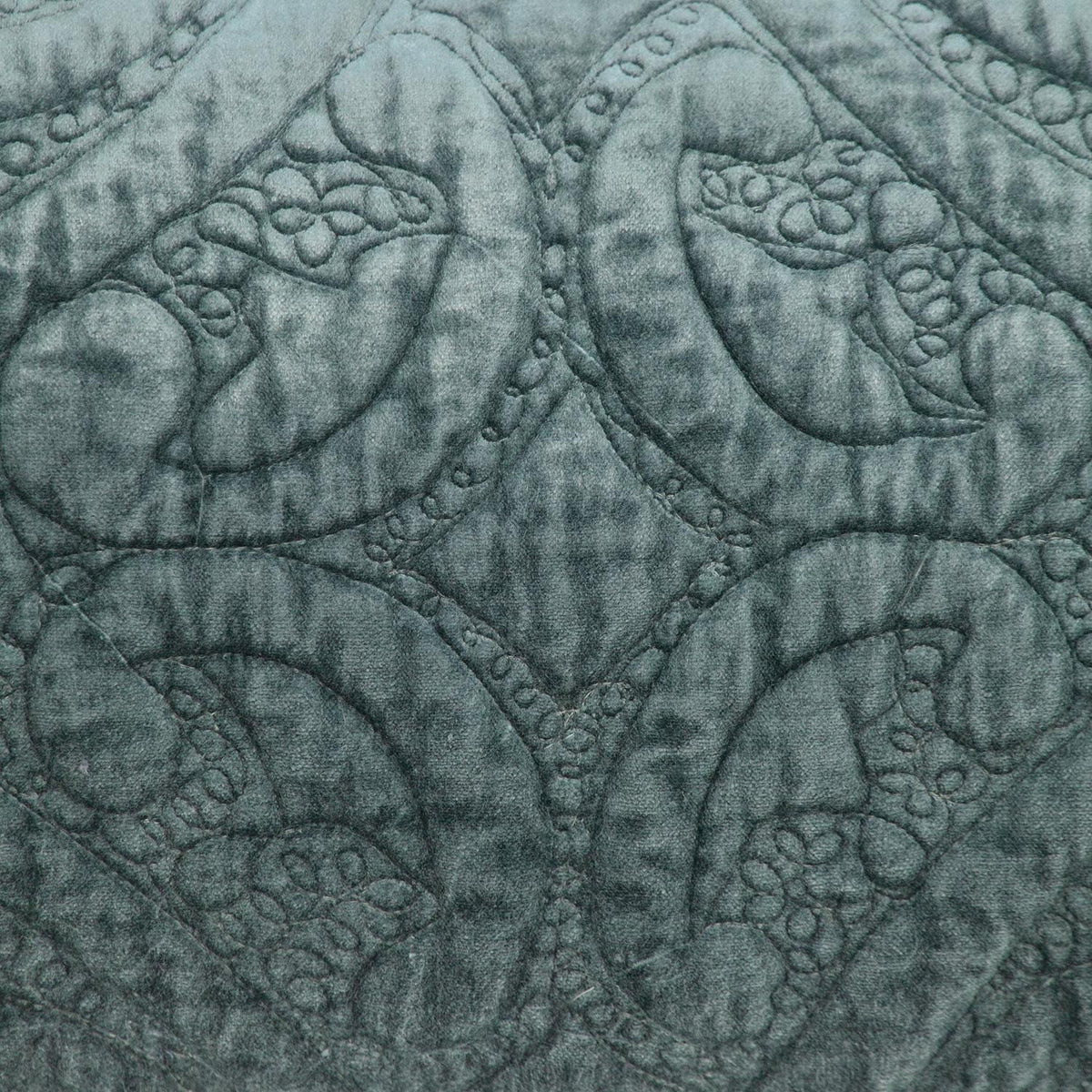 Seafoam Gray Quilted Velvet Lumbar Throw Pillow