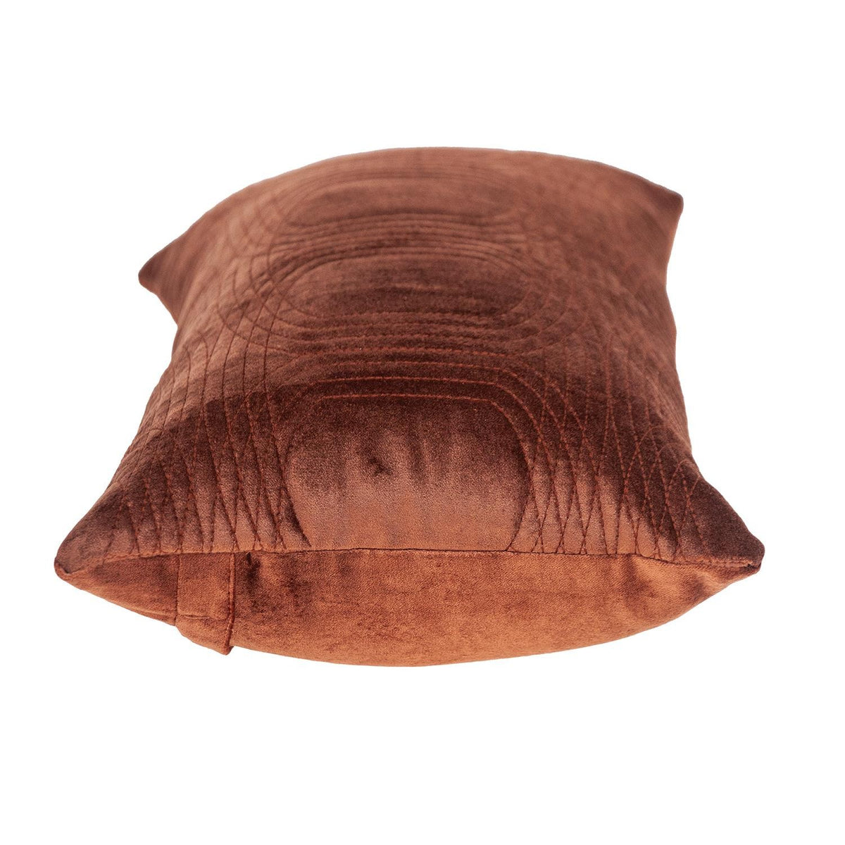 Quilted Velvet Burnt Orange Lumbar Throw Pillow