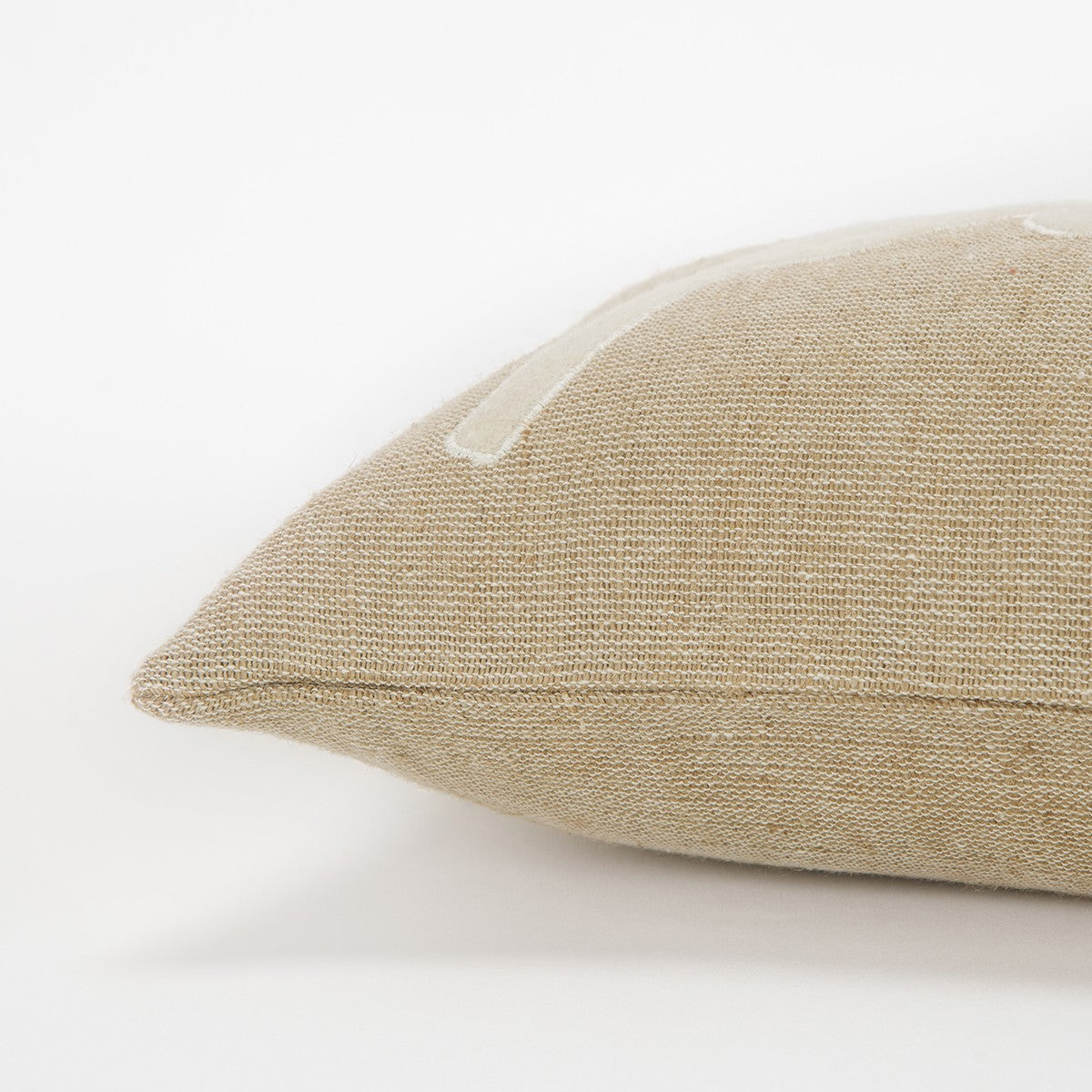 Tan Peace Felt Applique Burlap Throw Pillow
