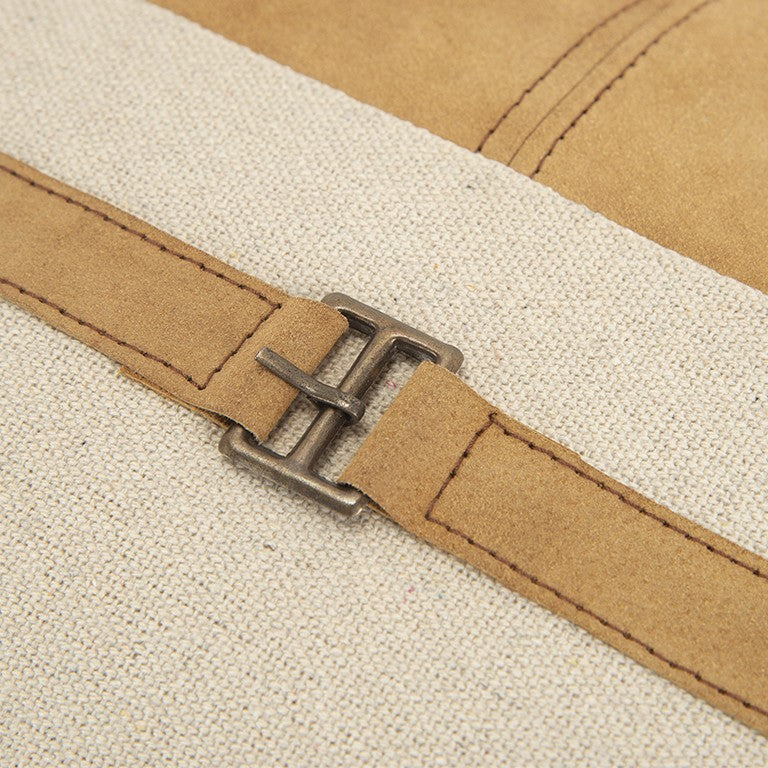 Camel Tone Leather Block Lumbar Pillow