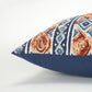 Rust Blue Diamond Strands Tribal Lumbar Pillow