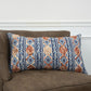Rust Blue Diamond Strands Tribal Lumbar Pillow