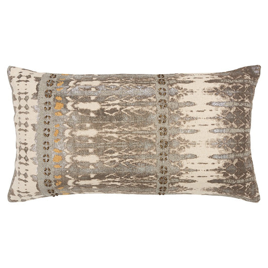 Gray Beige Tribal Distressed Lumbar Pillow