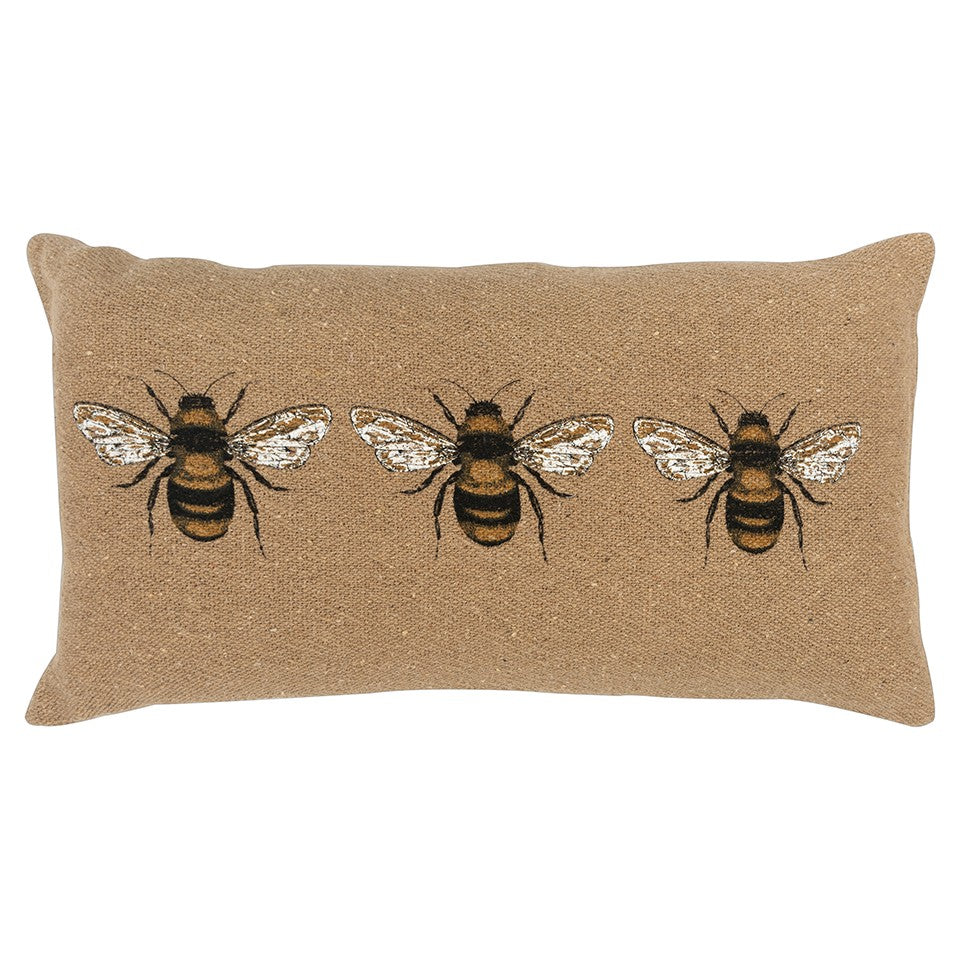 Tan Honeybees Trio Decorative Lumbar Pillow