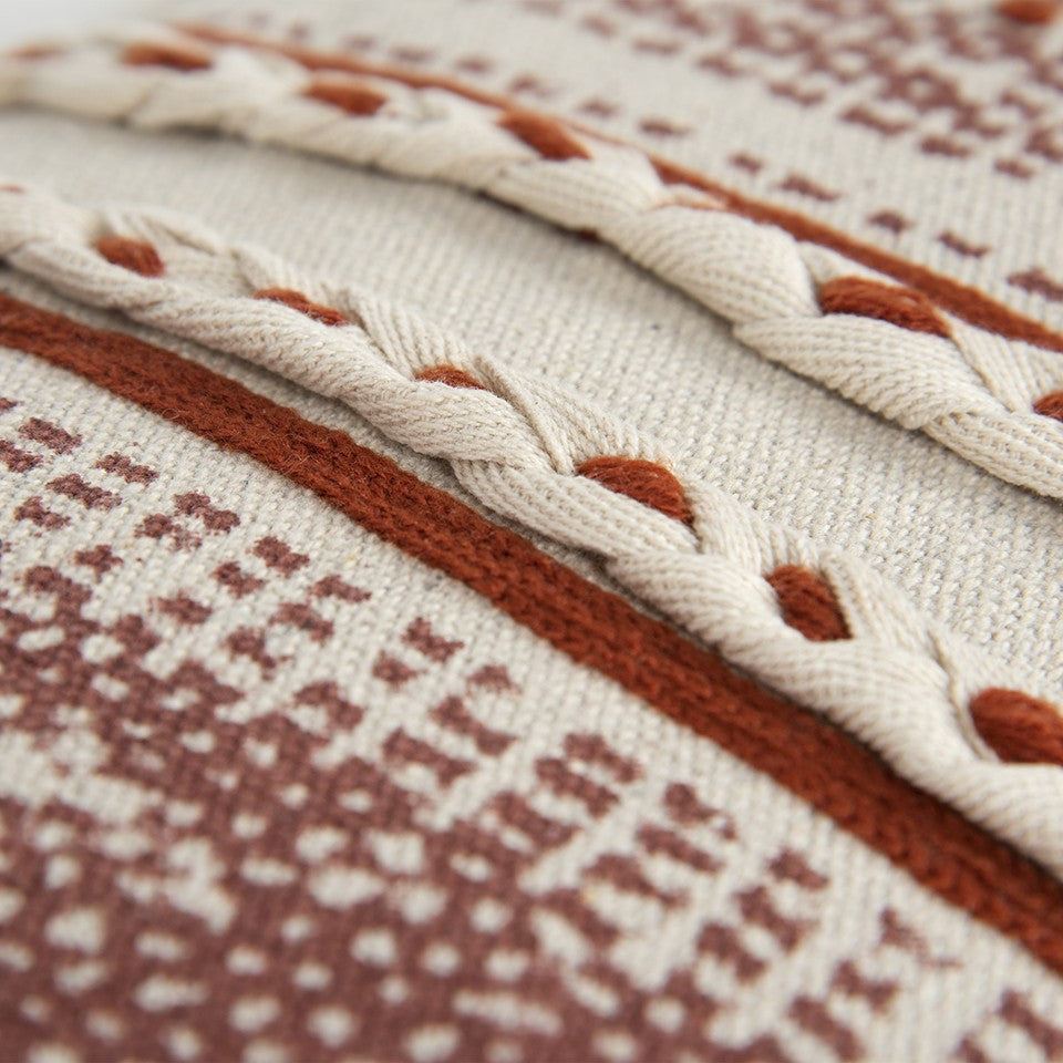 Brown Beige Textural Bands Lumbar Pillow