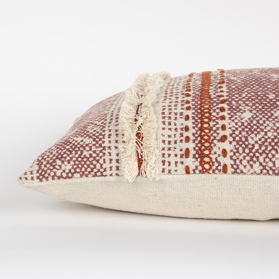 Brown Beige Textural Bands Lumbar Pillow