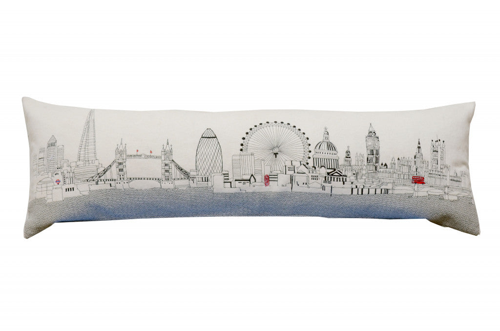 45" White London Daylight Skyline Lumbar Decorative Pillow