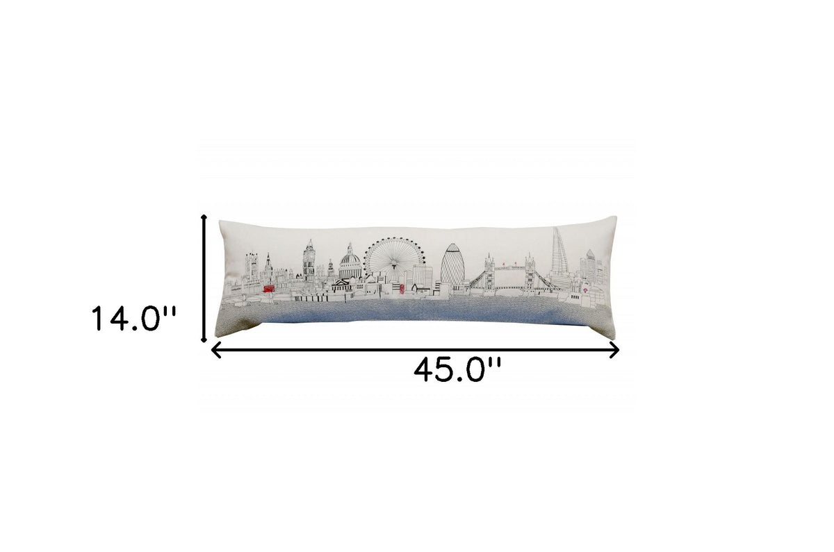 45" White London Daylight Skyline Lumbar Decorative Pillow