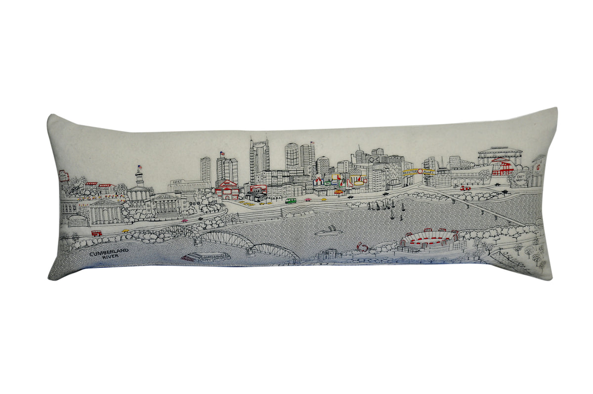 45" White Nashville Daylight Skyline Lumbar Decorative Pillow
