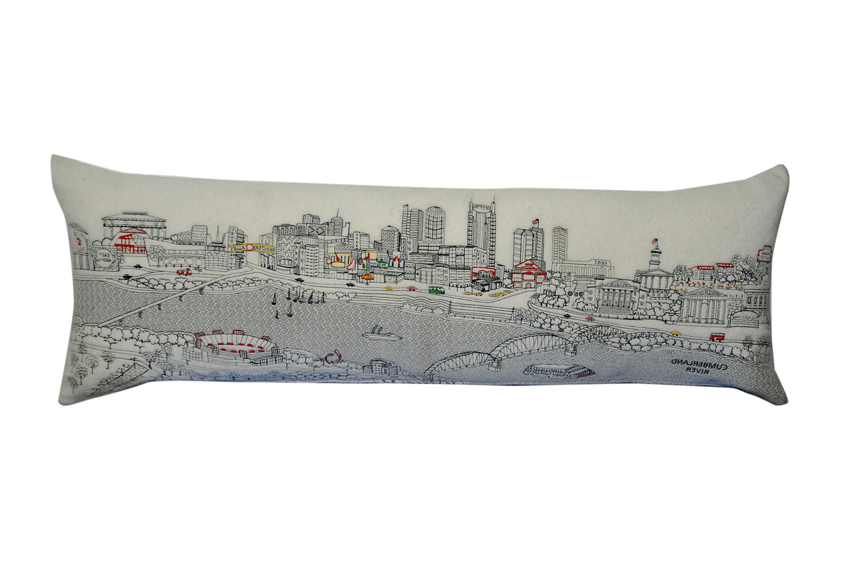45" White Nashville Daylight Skyline Lumbar Decorative Pillow