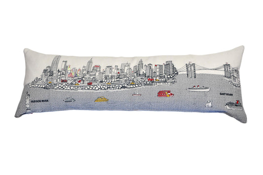 45" White NYC Daylight Skyline Lumbar Decorative Pillow