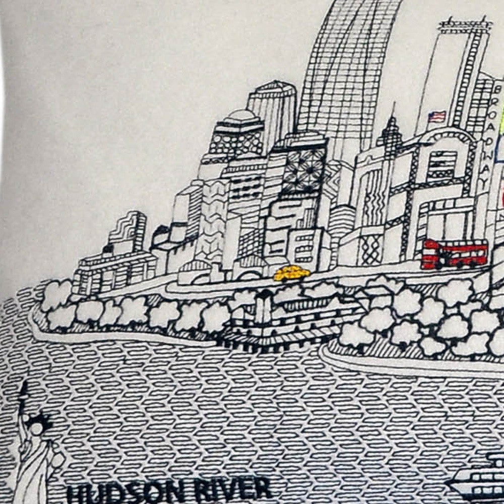 45" White NYC Daylight Skyline Lumbar Decorative Pillow