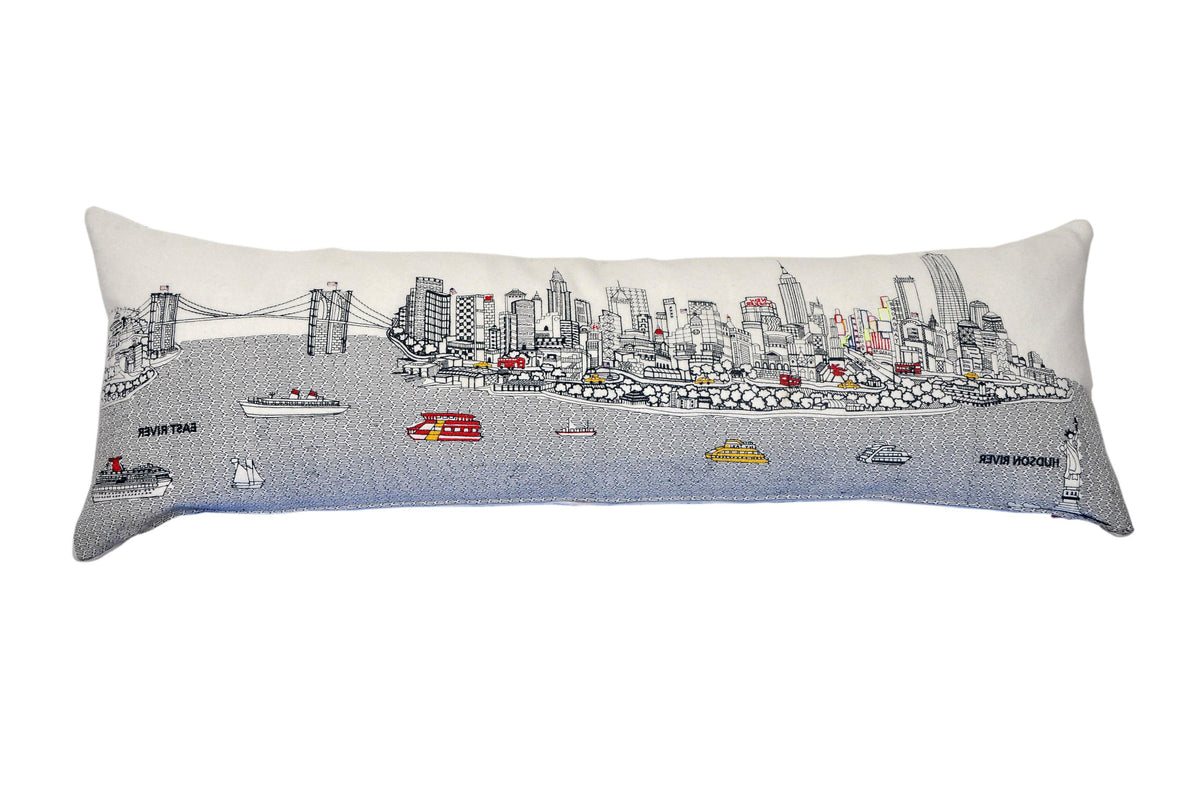 45" White NYC Daylight Skyline Lumbar Decorative Pillow
