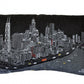 24" Black Chicago Nighttime Skyline Lumbar Decorative Pillow