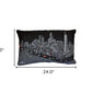 24" Black Chicago Nighttime Skyline Lumbar Decorative Pillow