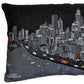24" Black Chicago Nighttime Skyline Lumbar Decorative Pillow