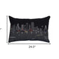 24" Black Dallas Nighttime Skyline Lumbar Decorative Pillow